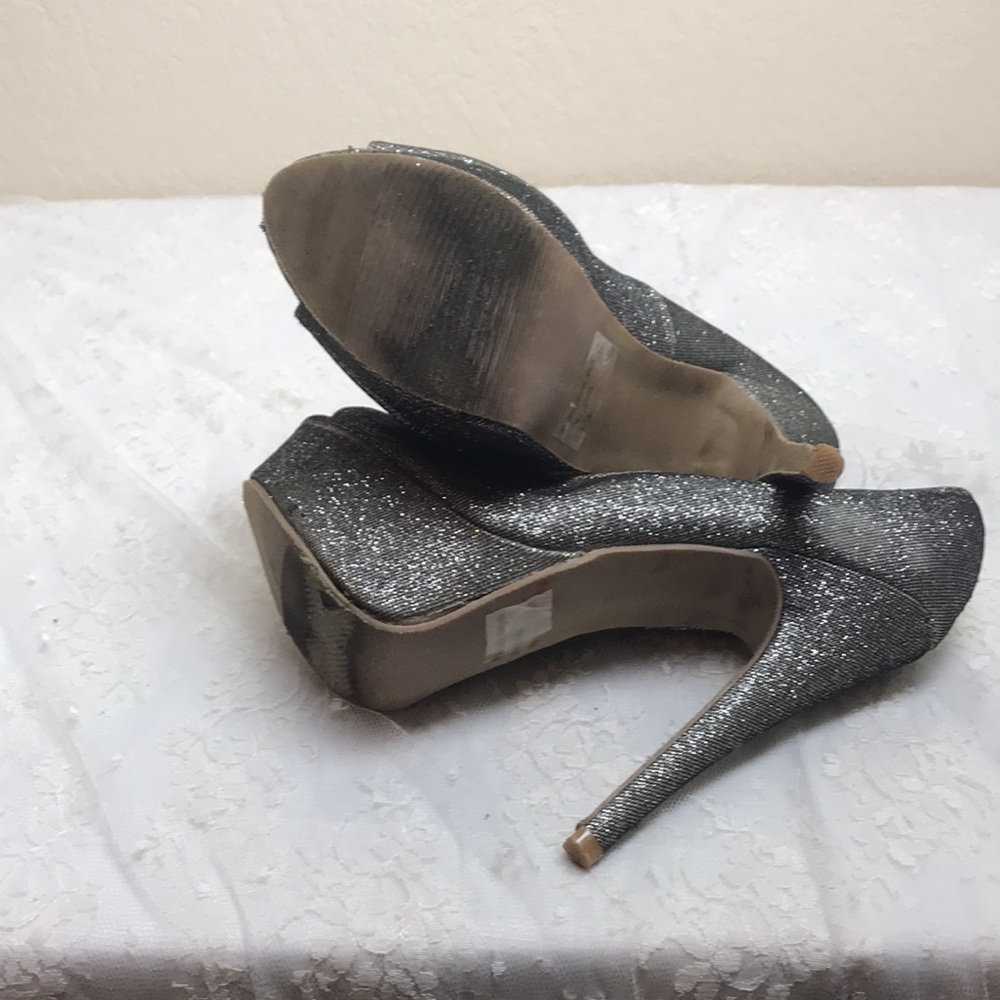Dva Lounge Silver Sparkling Heels Size 8 View 5